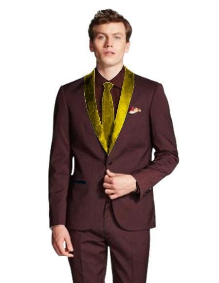 Burgundy And Gold Tuxedo - AlbertoNardoniStore