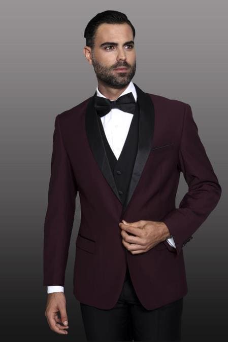 Burgundy Groom Tuxedo - AlbertoNardoniStore