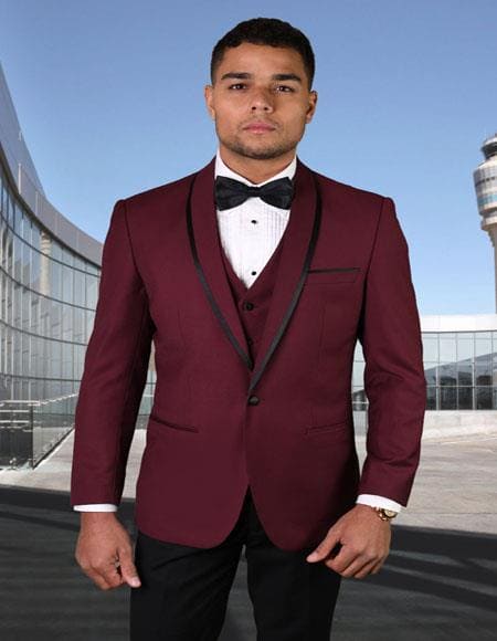 Burgundy Groom Tuxedo - AlbertoNardoniStore