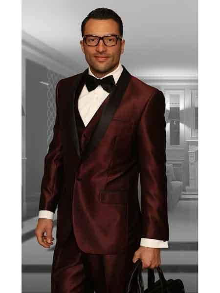 Burgundy Groom Tuxedo - AlbertoNardoniStore