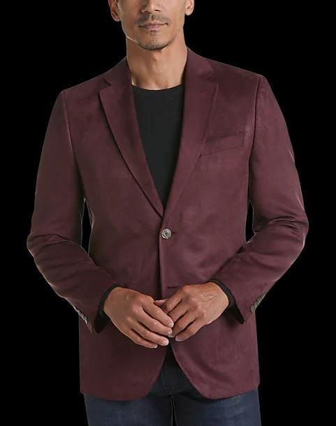 Burgundy Microsuede Modern Fit Sport Coat - AlbertoNardoniStore