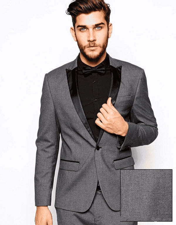 Charcoal Grey Suit Black Shirt and Tie - Dark Grey Suit Package - AlbertoNardoniStore