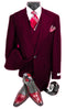 Cheap Big and Tall 3 Piece Suits - Burgundy Suit - AlbertoNardoniStore