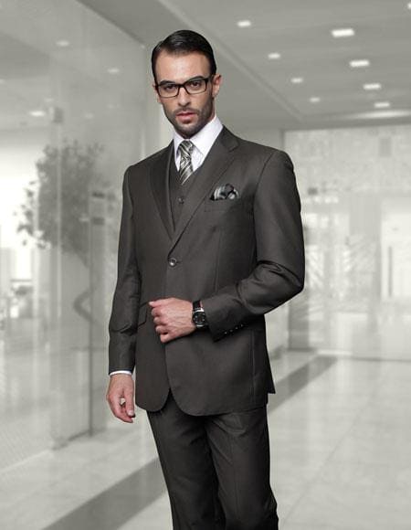 Cheap Big and Tall 3 Piece Suits - Olive Suit - AlbertoNardoniStore