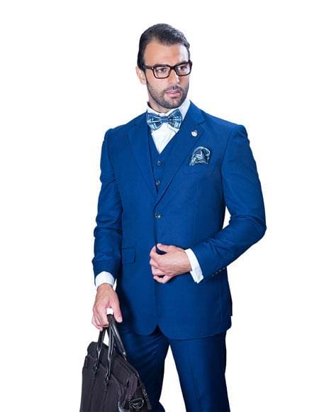 Cheap Big and Tall 3 Piece Suits - Sapphire Suit - AlbertoNardoniStore