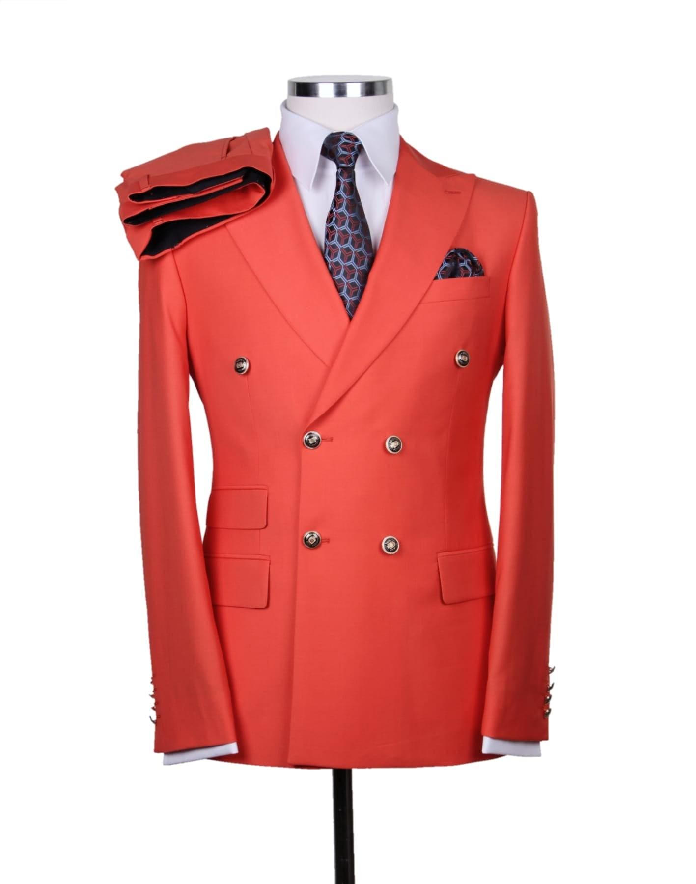Colored Suits - Bright Colored Suits - Summer Suit Orange Colors - Slim Fit Suits - AlbertoNardoniStore