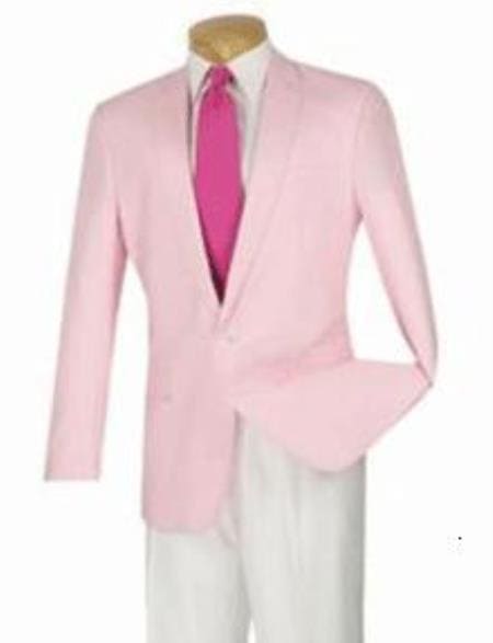 Colorful Blazer For Men - 2-Button Summer Linen Modern Fit Sport Coat Jacket Blazer Pink - AlbertoNardoniStore