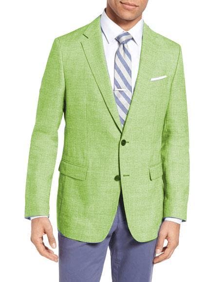 Colorful Blazer For Men - Men's Apple Green Fashion Dress Casual Blazer On Sale - AlbertoNardoniStore