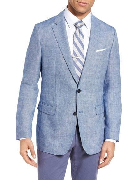 Men's Solid 2 Button Cheap Priced Designer Fashion Dress Casual Blazer For Men On Sale Linen Jacket Sportcoat Navy Blazer main image 1