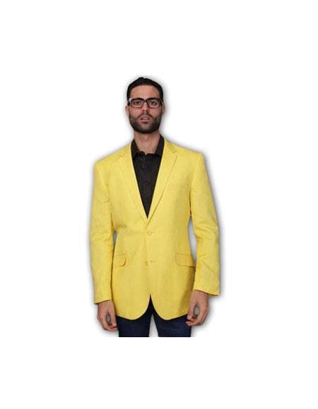 Colorful Blazer For Men - Men's COTTON RAYON Summer Light Weight Fabirc Blazer ~ Sport Coat ~ Jacket Yellow - AlbertoNardoniStore