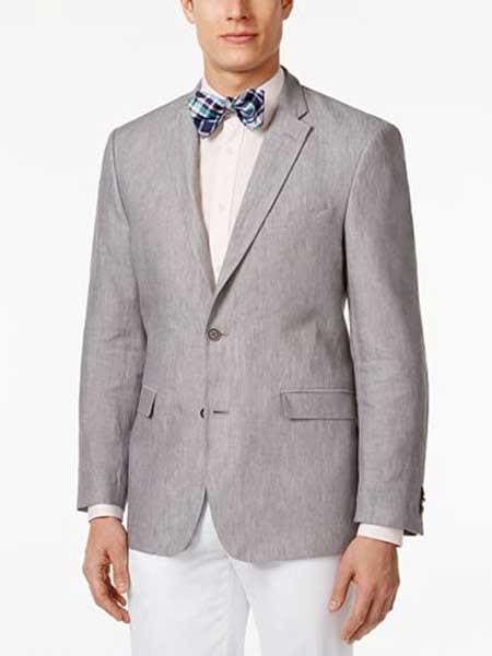 Colorful Blazer For Men - Men's Linen 2 Button Sport Coat Classic Fit Grey Blazer - AlbertoNardoniStore
