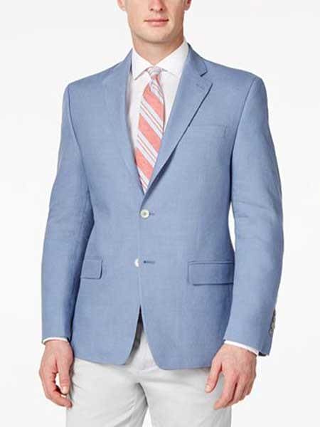 Colorful Blazer For Men - Men's Solid 2 Button Light Blue Classic Fit Sport Coat Blazer - AlbertoNardoniStore