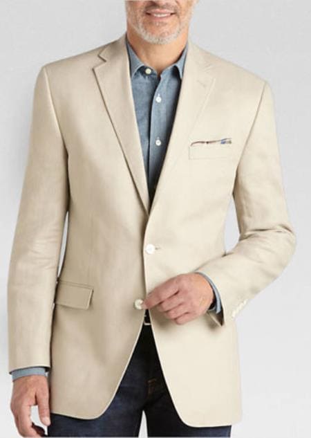 Colorful Blazer For Men - Men's Summer Blazer 2 Button Linen Classic Fit Sport Coat Tan - AlbertoNardoniStore