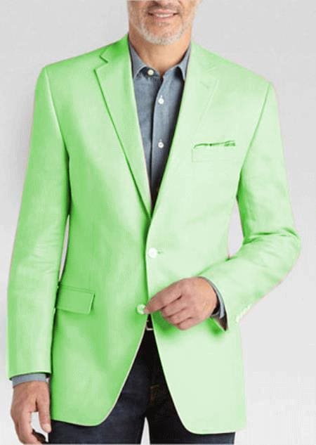 Colorful Blazer For Men - Men's Summer Classic Fit Sport Coat Apple Green - Mint Green Summer Blazer - AlbertoNardoniStore