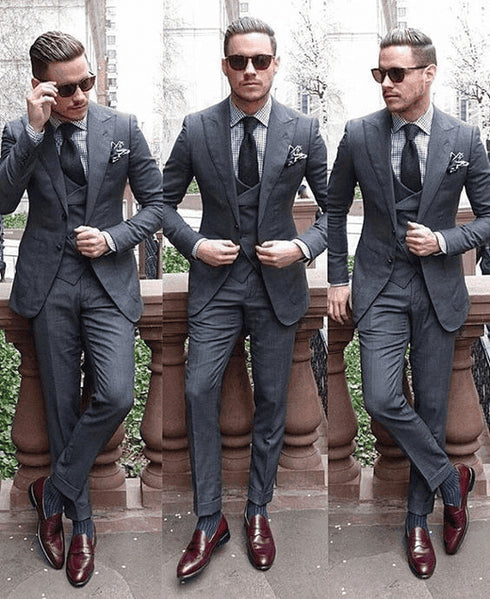 Dark Grey Groomsmen suits Groomsmen Suits With Shirt and Tie Package - AlbertoNardoniStore