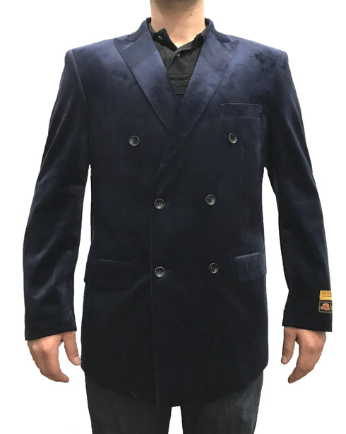 DB-Blazer Navy Velvet Solid - Mens Wholesale Suit - AlbertoNardoniStore