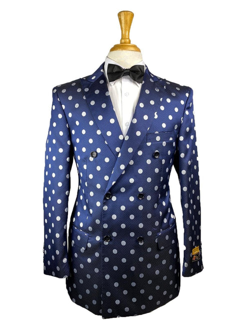 DB-Blazer Navy/White Dots - Mens Wholesale Suit - AlbertoNardoniStore