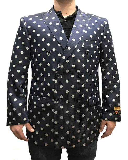 DB-Blazer Navy/White Dots - Mens Wholesale Suit - AlbertoNardoniStore