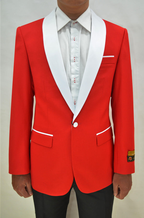 Dinner Jacket - Red/White - Mens Wholesale Blazers - AlbertoNardoniStore