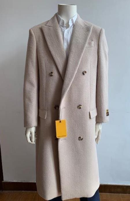 Double Breasted Overcoat - Wool Top Coat - Full Length Coat Cream - Wholesale Coat - Wholesale Winter Coats - AlbertoNardoniStore