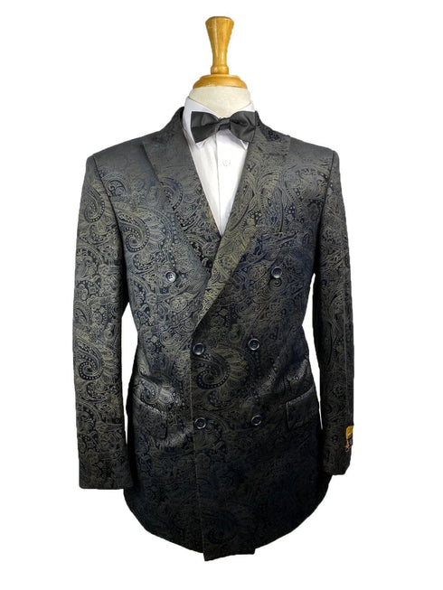 DB-Blazer Black Velvet paisley - Mens Wholesale Suit - AlbertoNardoniStore