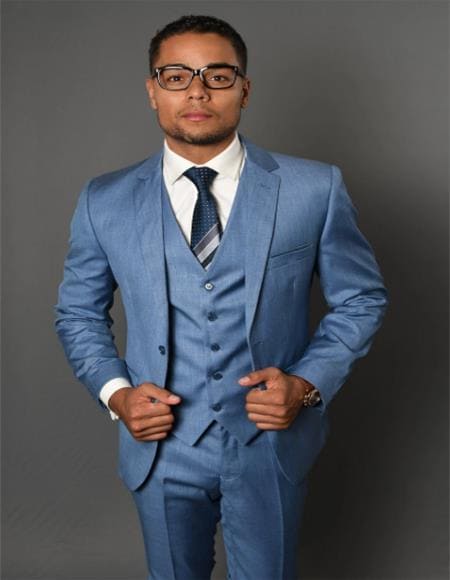 Dusty Blue Groomsmen Suits - Dusty Blue Suits - AlbertoNardoniStore