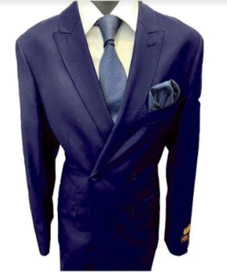 Four Button Double breasted Suit - Blue Slim Fi Suits Double Breasted Suit - AlbertoNardoniStore