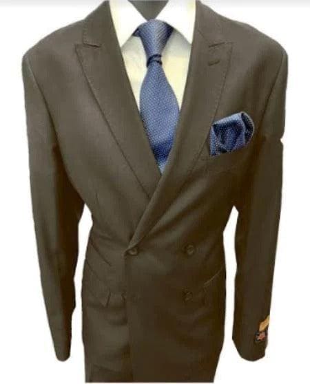 Four Button Double breasted Suit - Brown Slim Fi Suits Double Breasted Suit - AlbertoNardoniStore