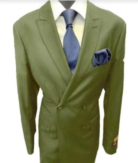 Four Button Double breasted Suit - Green Slim Fi Suits Double Breasted Suit - AlbertoNardoniStore