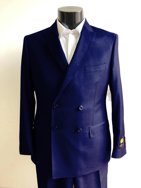 Four Button Double breasted Suit - Indigo Blue Slim Fi Suits Double Breasted Suit - AlbertoNardoniStore