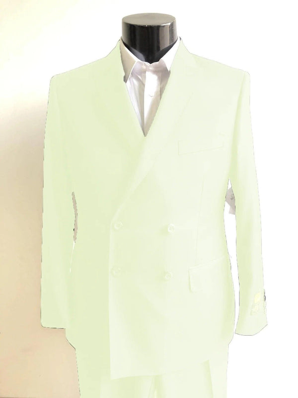 Four Button Double breasted Suit - White Slim Fi Suits Double Breasted Suit - AlbertoNardoniStore