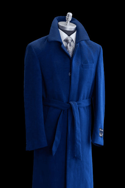 Full Length Overcoat - Wool Belted Topcoat Aero Blue - Wholesale Coat - Wholesale Winter Coats - AlbertoNardoniStore