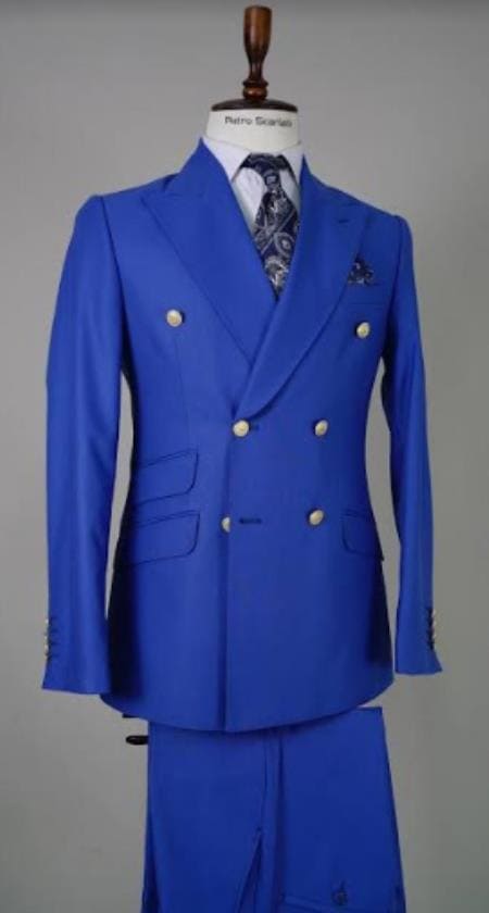 Gold and Blue Suit - AlbertoNardoniStore