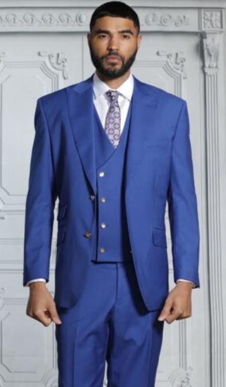 Gold and Blue Suit - AlbertoNardoniStore