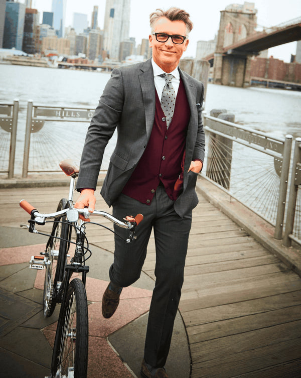 Gray and Burgundy Suit - AlbertoNardoniStore