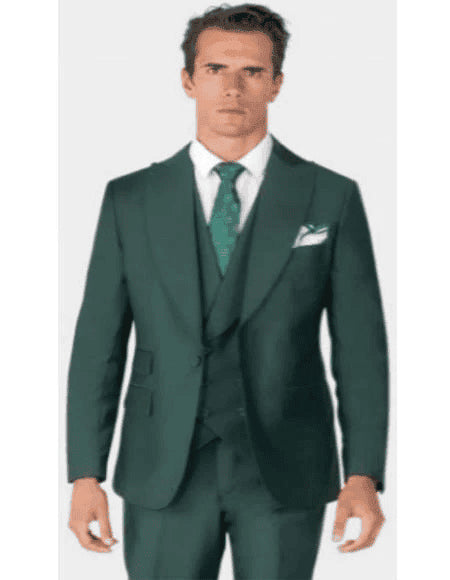 Green 3 Piece Suit - Green Three Piece Suit - AlbertoNardoniStore