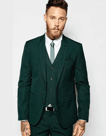 Green 3 Piece Suit - Green Three Piece Suit - AlbertoNardoniStore