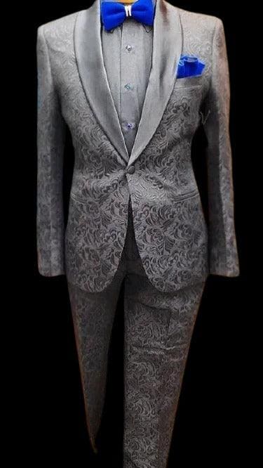 Grey Floral Tuxedo - All Grey Floral Suit - AlbertoNardoniStore