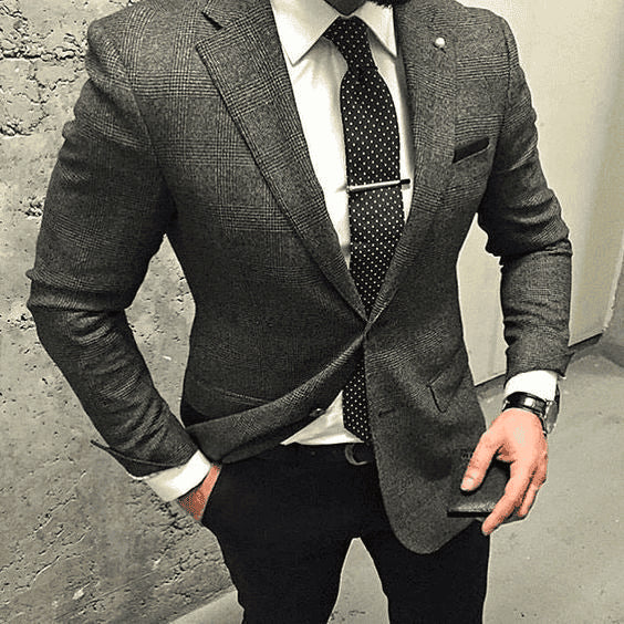 Grey Suit Jacket Black Pants - AlbertoNardoniStore