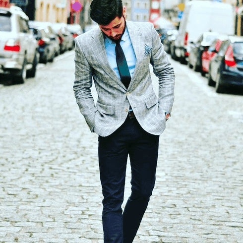 Grey Suit Jacket Black Pants - AlbertoNardoniStore