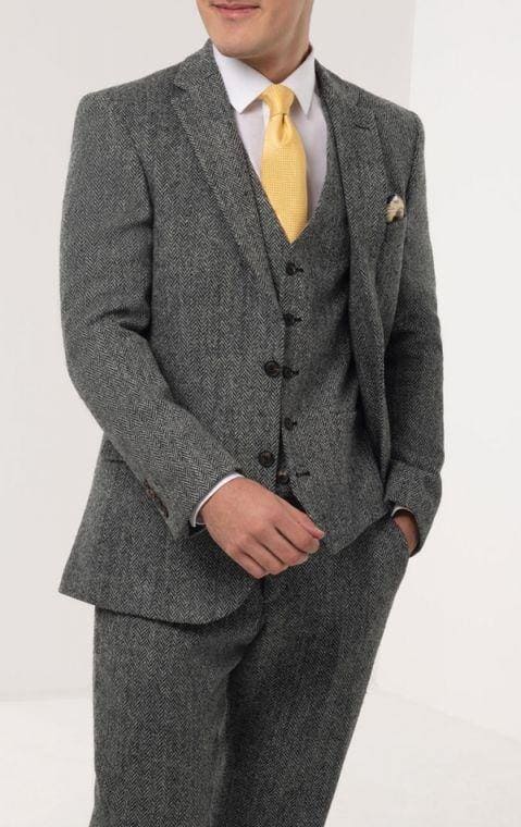 Harris Tweed of Scotland Grey Herringbone Suit - AlbertoNardoniStore