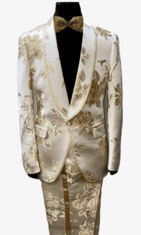 Ivory and Gold Tuxedo Suit - AlbertoNardoniStore