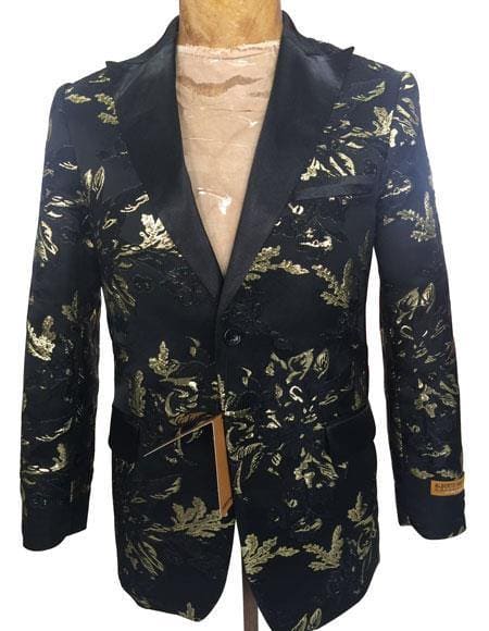 JEN1-26 KK784 Black/Gold - Mens Wholesale Blazers - AlbertoNardoniStore