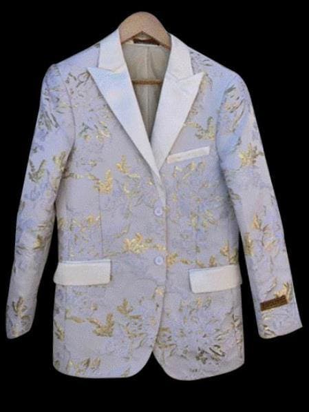 JEN1-26 KK784 Gold/White - Mens Wholesale Blazers - AlbertoNardoniStore