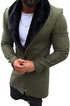 Lcucyes Mens Faux Fur Collar Jackets Winter Long Woolen Coat - AlbertoNardoniStore