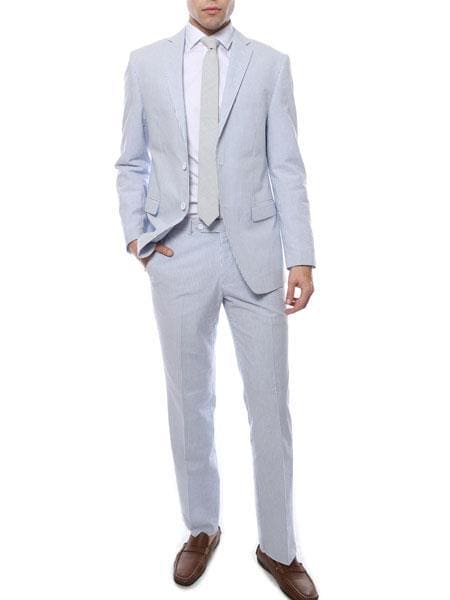 Light Blue Seersucker Suit - AlbertoNardoniStore