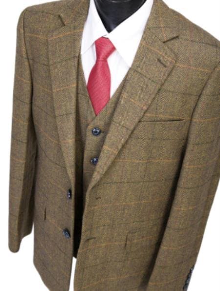 Light Brown Tweed Suit - Taupe Color Tweed Suit - AlbertoNardoniStore