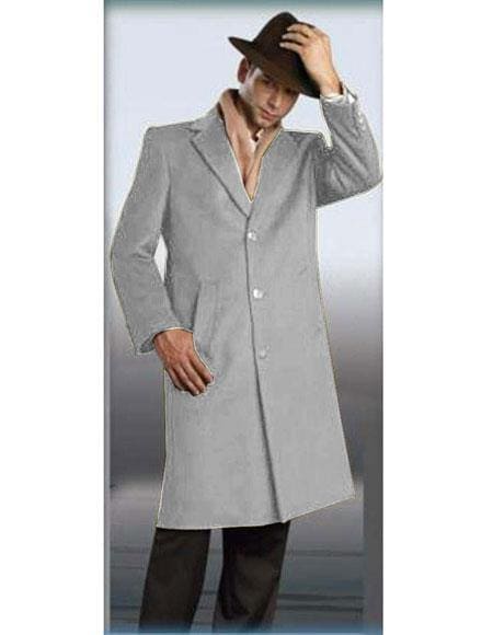 Light Grey Authentic Alberto Nardoni Brand Full Length Coat Long Men's Dress Topcoat - Winter Coat - Wholesale Coat - Wholesale Winter Coats - AlbertoNardoniStore