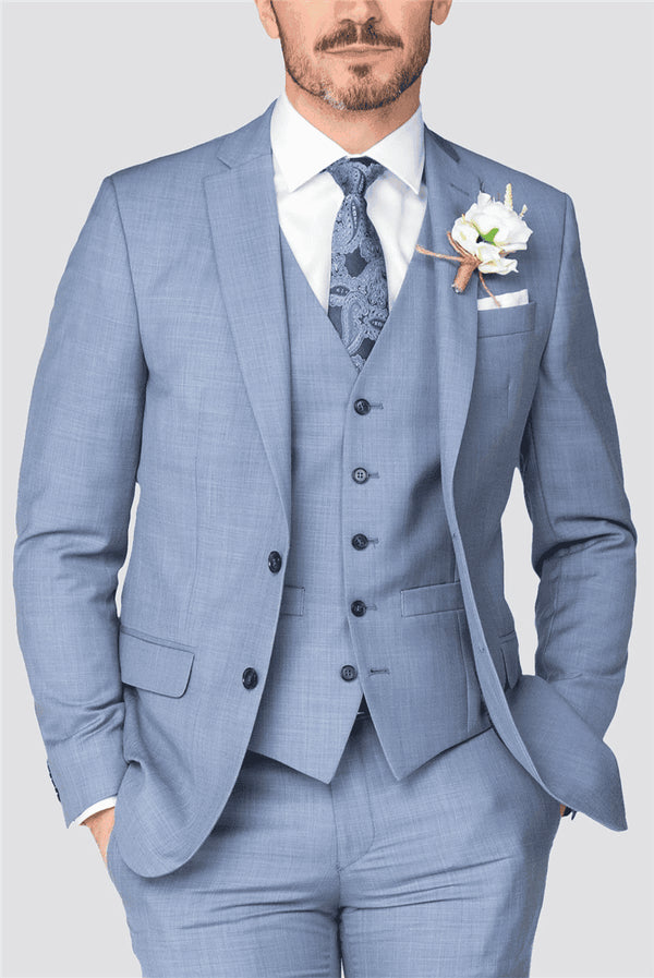 Light Navy Suit - Mens Light Blue Suit - AlbertoNardoniStore