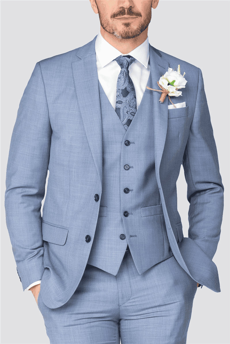 Light Navy Suit - Mens Light Blue Suit - AlbertoNardoniStore